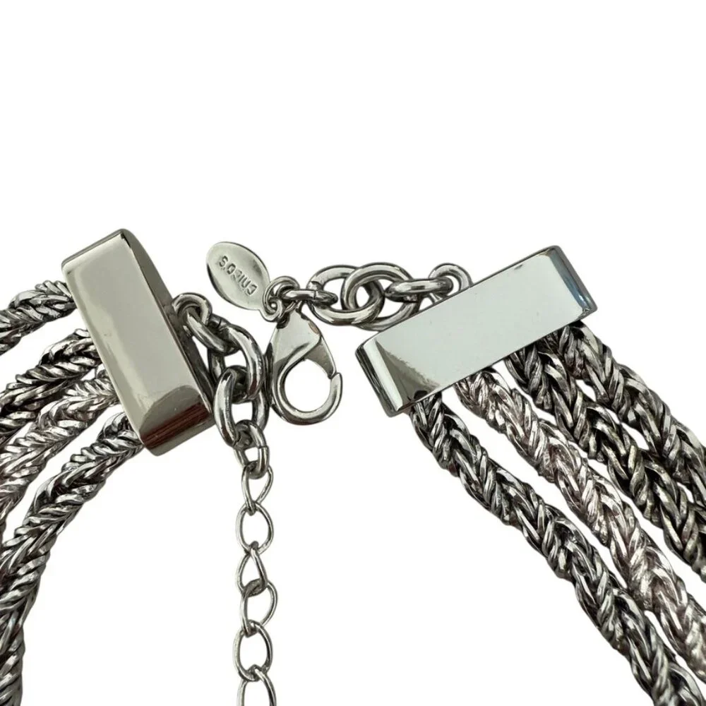 Chico's multichain statement necklace silver tone twisted chain